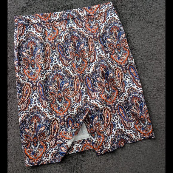 J. Crew Blue & Orange Paisley Skirt, Size 6 - Picture 4 of 4